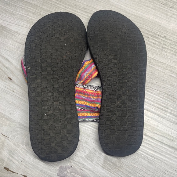 Sanuk Multicolor Geometric Fabric Yoga Mat Thong Sling Back Sandal Womens Size 8 - Picture 9 of 11